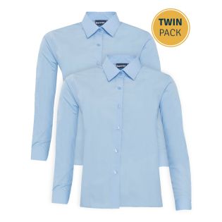 Girls Twin Pack Long Sleeve Blouse Blue