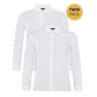 Girls Twin Pack Long Sleeve Blouse White