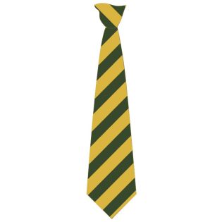 Clip-on Broad Stripe Tie no Tail Campion School Bottle/Gold