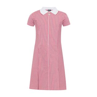 Banner Avon Zip-Fronted Corded Gingham Dress Red