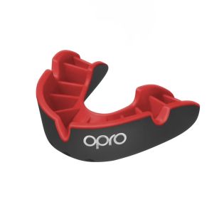 OPRO Silver Senior Mouthguard Black/Red